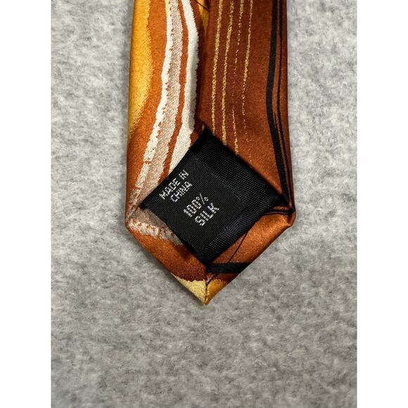 J. Garcia Two Guards Collection Fifty Six Orange Brown Silk Neck Tie - Picture 6 of 6
